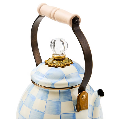 NEW Authentic Mackenzie Childs Sky Check 2 Quart Tea Kettle  CookShop IN STOCK