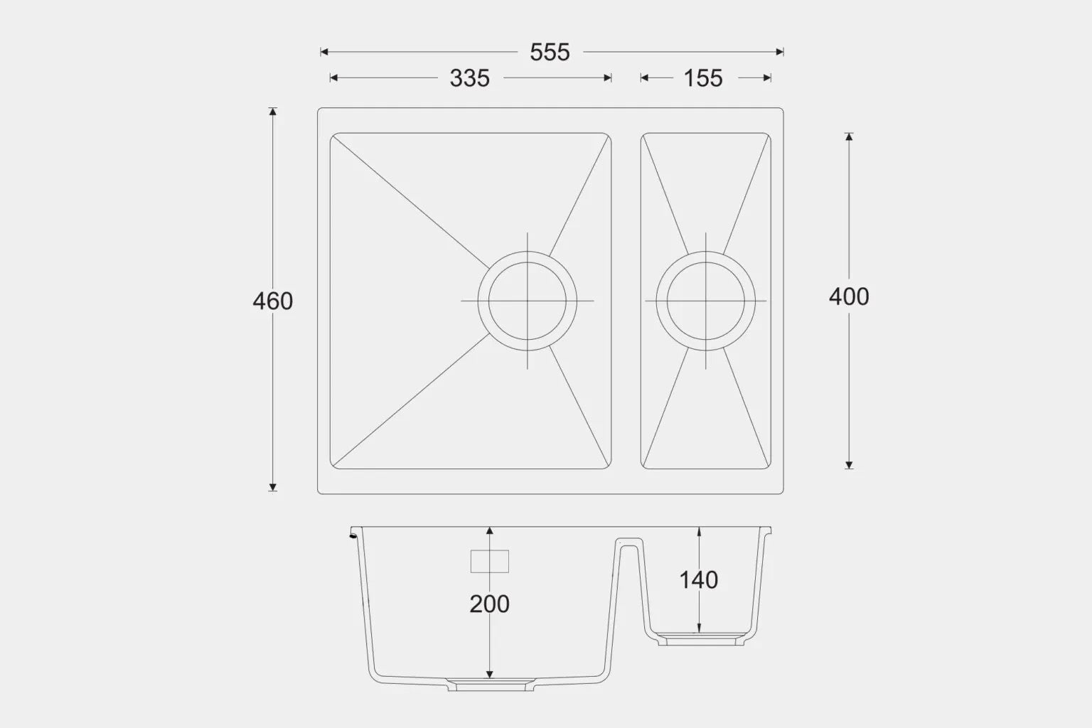 New Grey Double Bowl Kitchen Sink inset or Undermount  AX4321