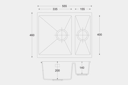 New Grey Double Bowl Kitchen Sink inset or Undermount  AX4321