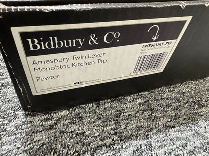 NEW Bidbury & Co Amesbury Pewter Twin Lever Monobloc Kitchen Tap Pewter BR2272