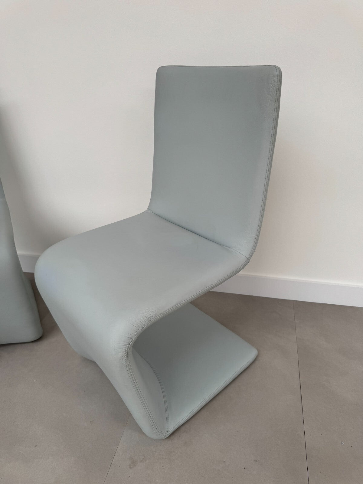 2 x Ex Display Ronaldo Venere Leather dining Chairs sky Blue AX016