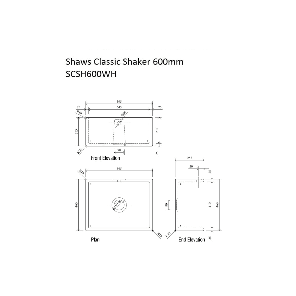 NEW Shaws Of Darwen SCSH600WH Classic Shaker 600 Belfast kitchen Sink  BR4352