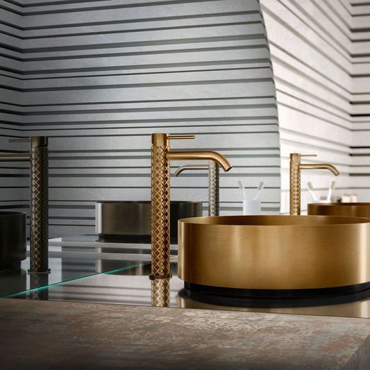 NEW Gessi 316 Brushed Brass Bathroom Round Counter top washbasin Sink  tap BR954