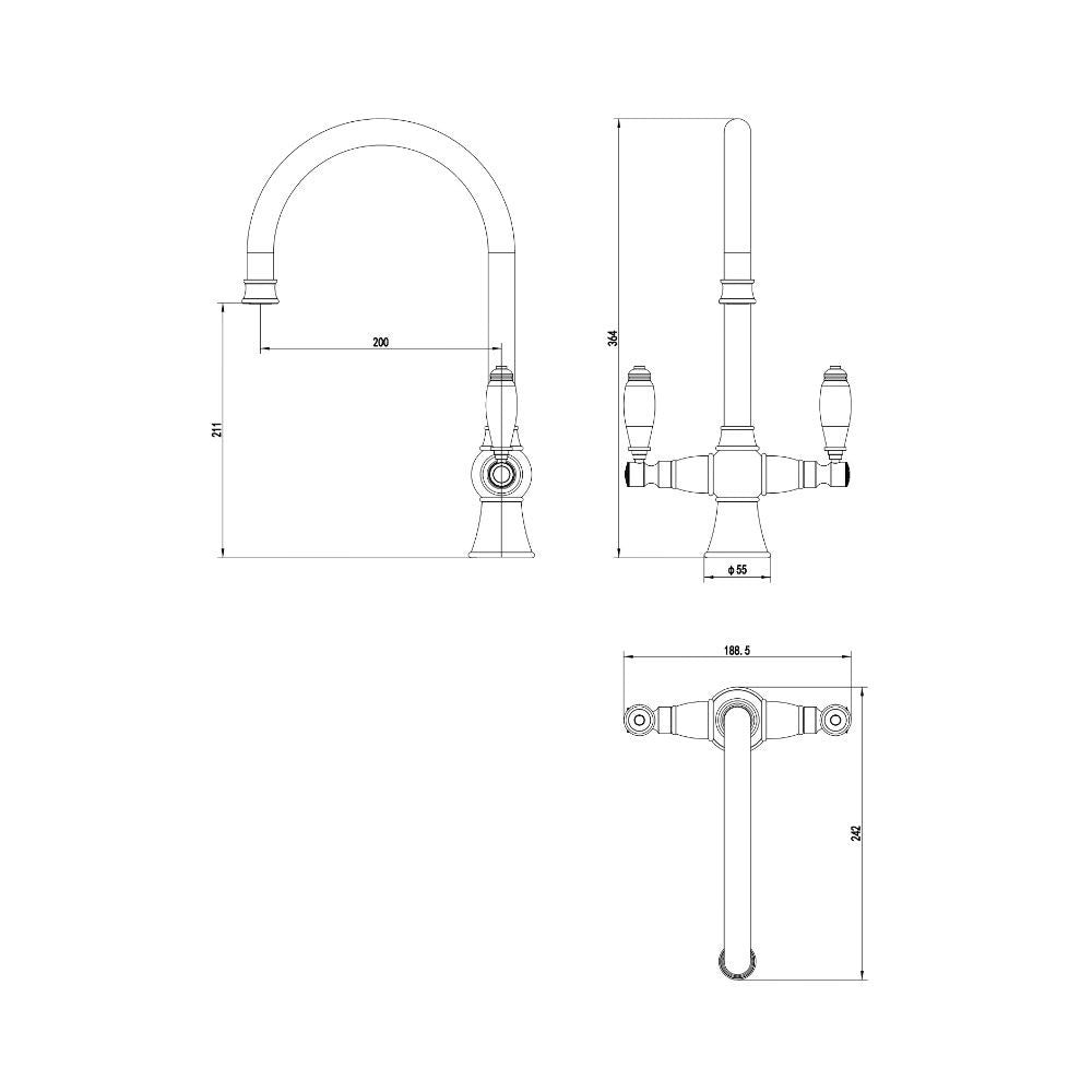 NEW Traditional Gunmetal Kitchen Mixer Victoria plumbing tap factory AX4533