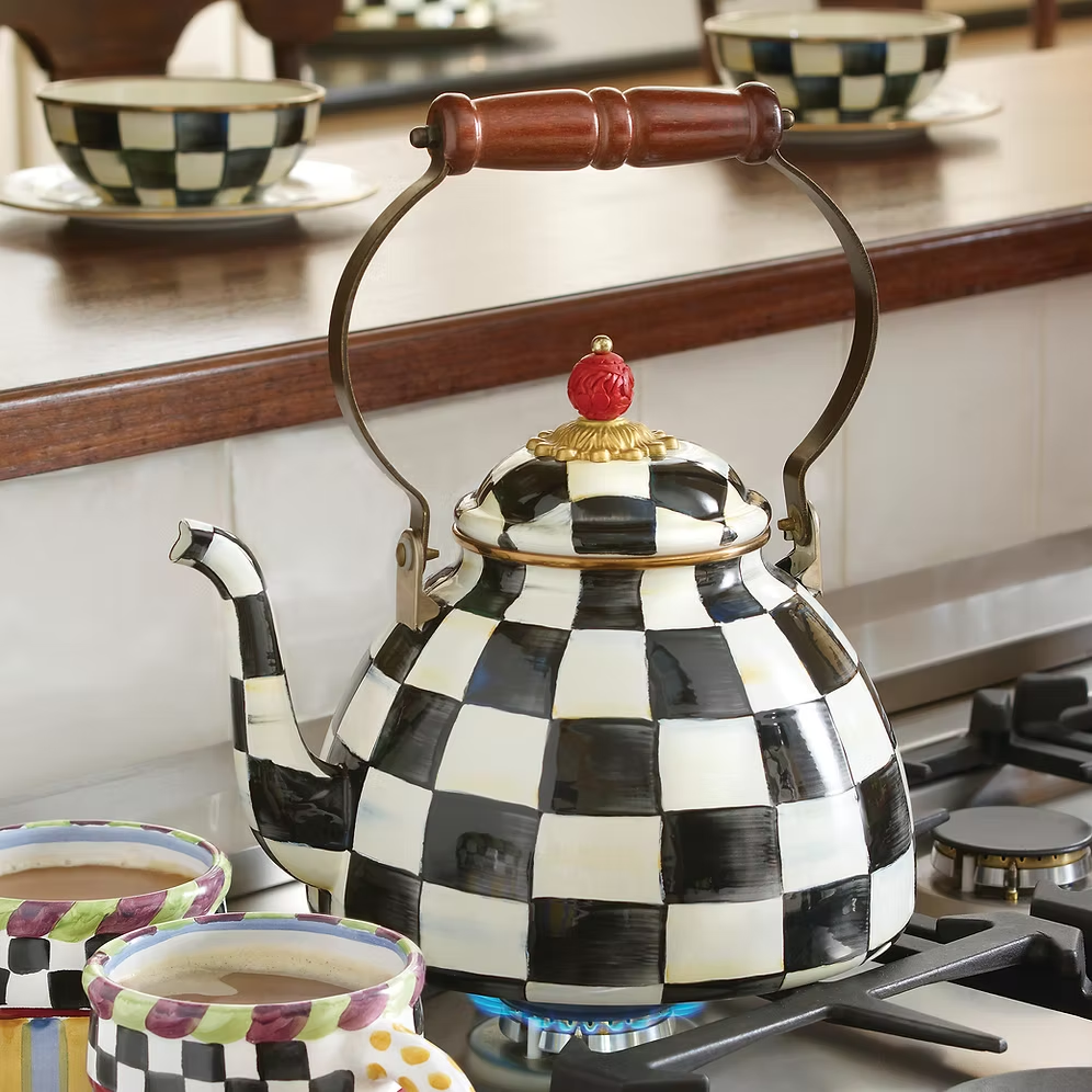 NEW Authentic Mackenzie-Childs Courtly Check Tea Kettle Stove IN STOCK all sizes