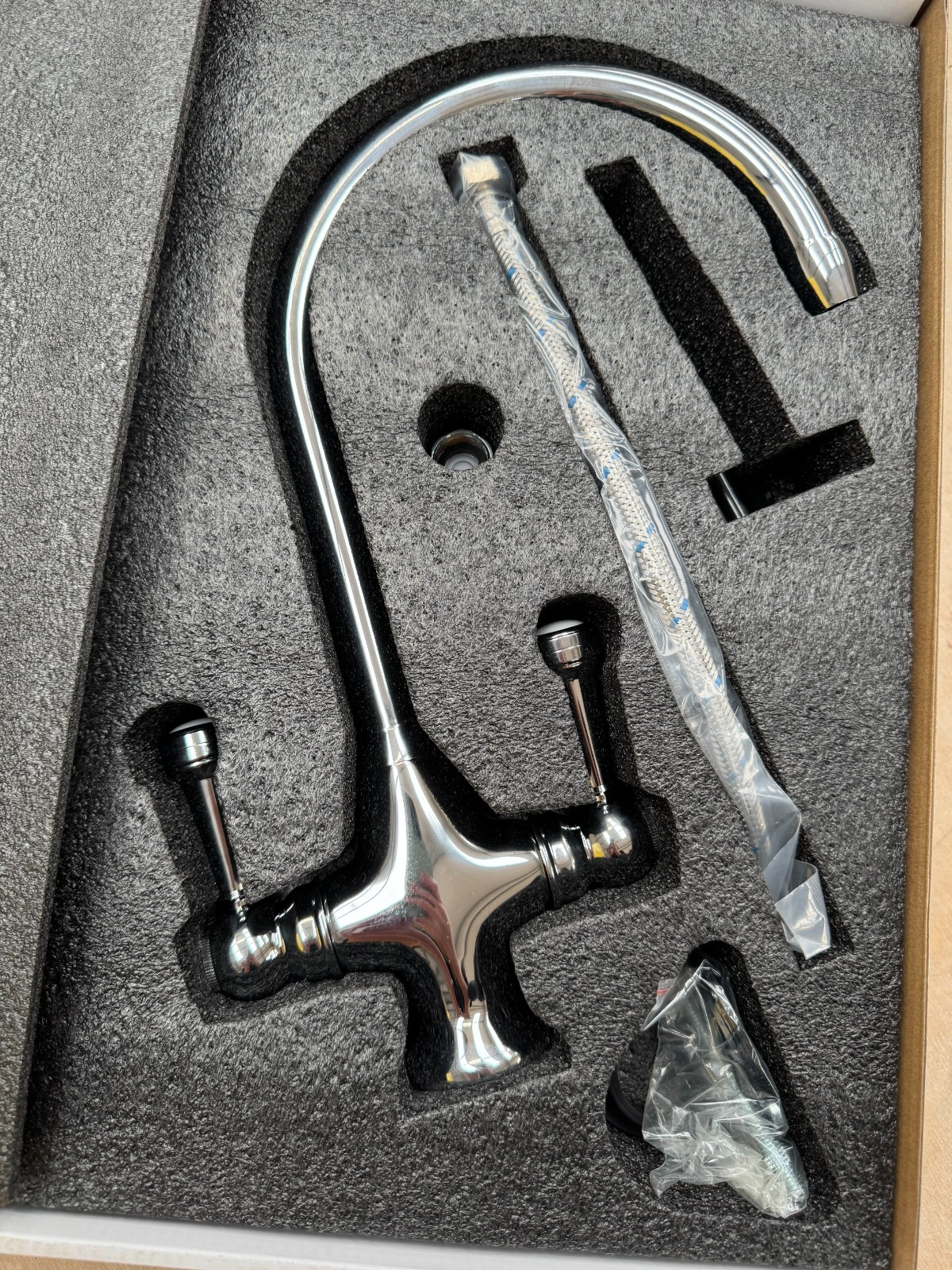 NEW Steel Twin Lever round Mixer Carysil Victoria plumbing tap factory AX4584