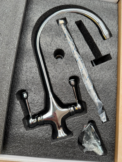 NEW Steel Twin Lever round Mixer Carysil Victoria plumbing tap factory AX4584