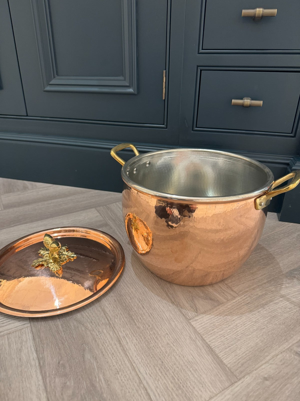 NEW Ruffoni Historia Decor 24cm Stock Pot Copper Pan Hammered 99208 Hestan