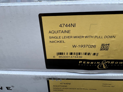NEW Perrin & Rowe 4744NI Aquitane Provence Mixer Pull down Tap NICKEL AX4307