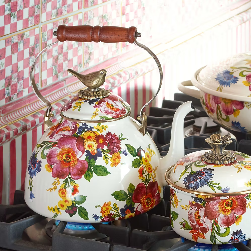 NEW Mackenzie-Childs Flower Market 3 Qt Tea Stove Kettle Limited Edit IN STOCK