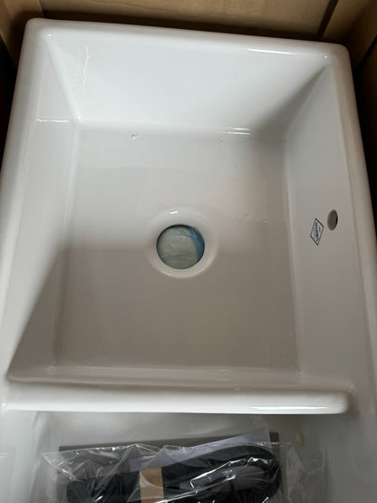 New Shaws Of Darwen SCSH101WH White Ceramic Double Bowl Kitchen Sink damaged 274