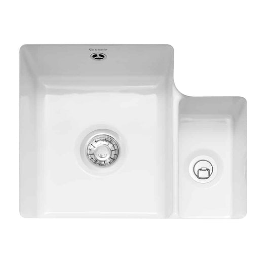 NEW Caple Ettra 150 Ceramic 1.5 Bowl Under mount Kitchen Sink Basin White BR4402